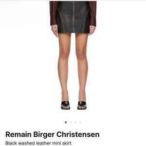 REMAIN Black Washed Leather Mini Skirt size 36!!